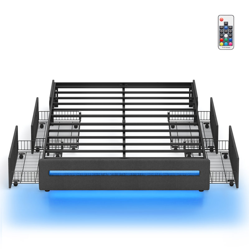 Casterlin 12"H Platform Bed with 4 Drawers and Charging Station, Queen