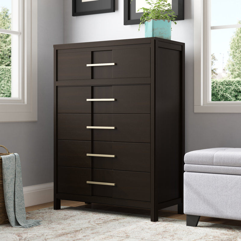 Commode 5 tiroirs Cayer, Espresso