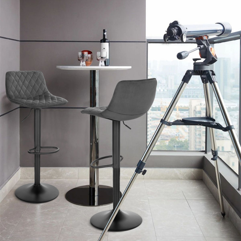 Rhona Height Adjustable Swivel Bar Stool, Dark Grey
