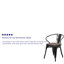 Paquet de 4 Chaise en métal avec assise et accoudoirs en bois-1879243745