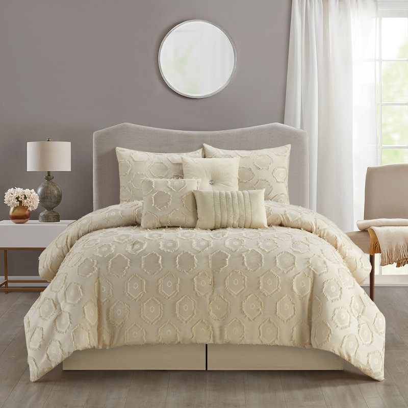 Faust Microfiber 7 Piece Comforter Set, California King Comforter + 6 Additional Pieces , Taupe