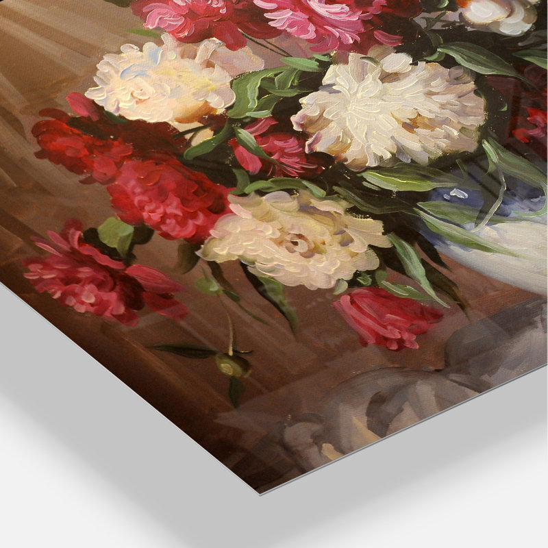 Large Floral Bouquet of Blooming Peonies Wrapped Canvas Art