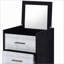 Armoire à bijoux avec 4 tiroirs, miroir de coiffeuse | Noir + argent | Bois et métal