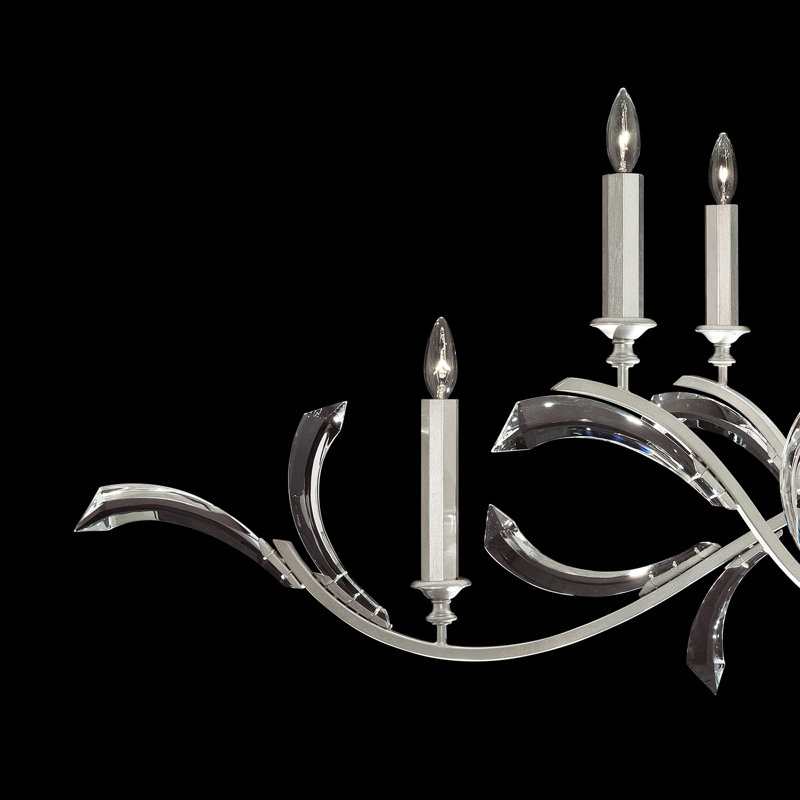 Beveled Arcs 6 - Light Chandelier, Silver Leaf