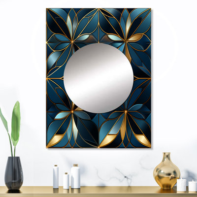 Bleu quantique mosaïque vision géométrique - miroir géométrique, miroir mural géométrique unique, impression d'art en métal
