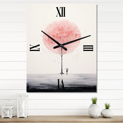 Horloge murale surdimensionnée à impression d'arbre unique I - paysage
