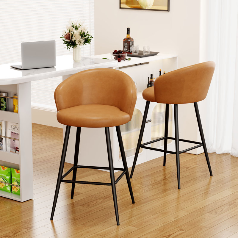 Upholstered Counter Stool With Metal Frame, Counter Stool (26" Seat Height)