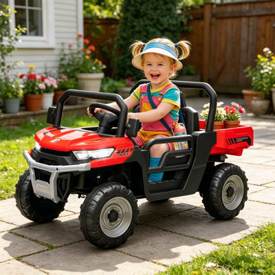 24V Kids Ride On Utv, Electric Construction Vehicle With Remote Control, Music, Lights & Suspension For Toddlers