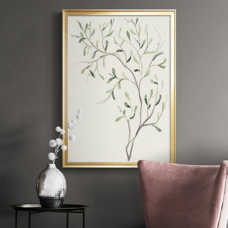 " Spindle Sprig I " Painting, 36.5" H x 26.5" W x 1" D, Gold Framed