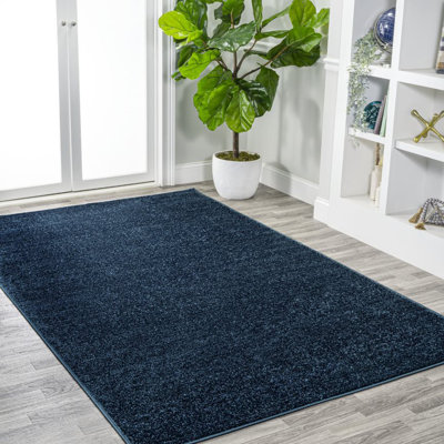 Airidas Solid Low-Pile Navy Rug