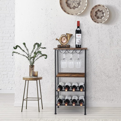 Fredricka 12 Bottle in Rustic Brown/Black by 17 Stories