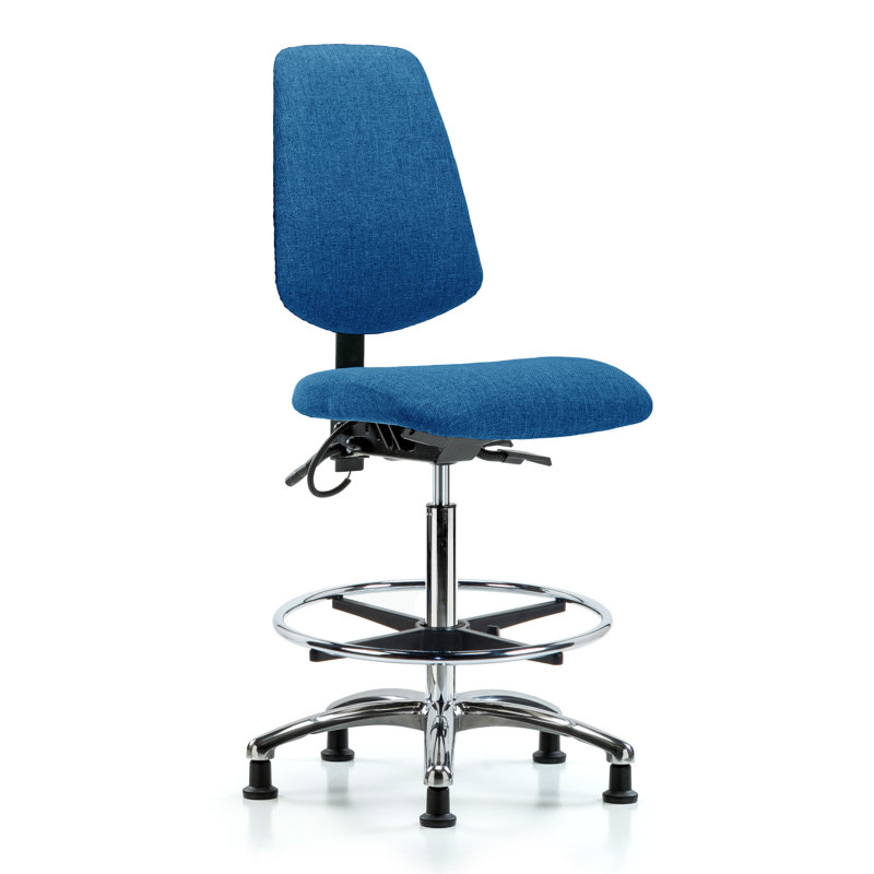 Giana Drafting Chair, Blue, Glides, Included