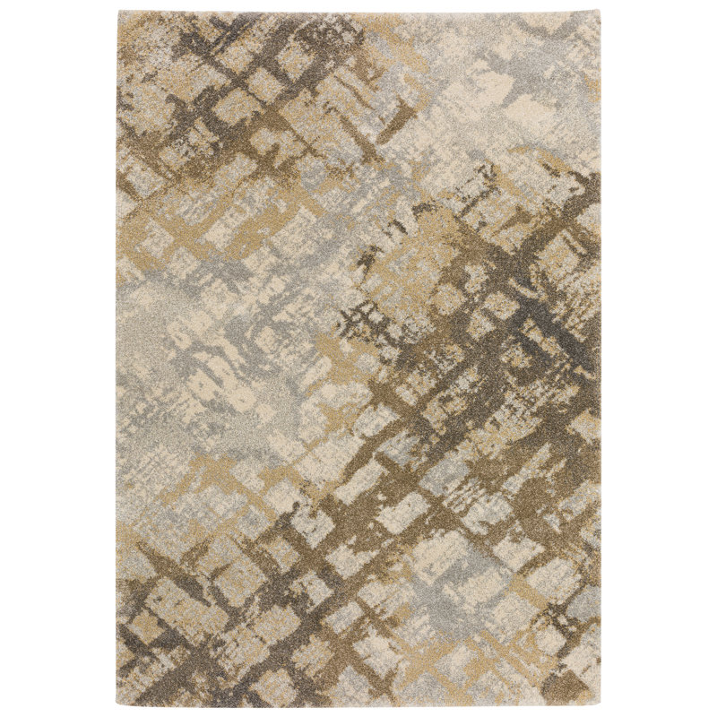 Tapis à motif abstrait gris / brun / beige Bellavia, Rectangle 9 pi 10 po x 13 pi 2 po