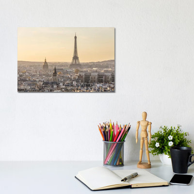 Paris And Eiffel Tower At Sunset, France II by Matteo Colombo - Wrapped Canvas Print