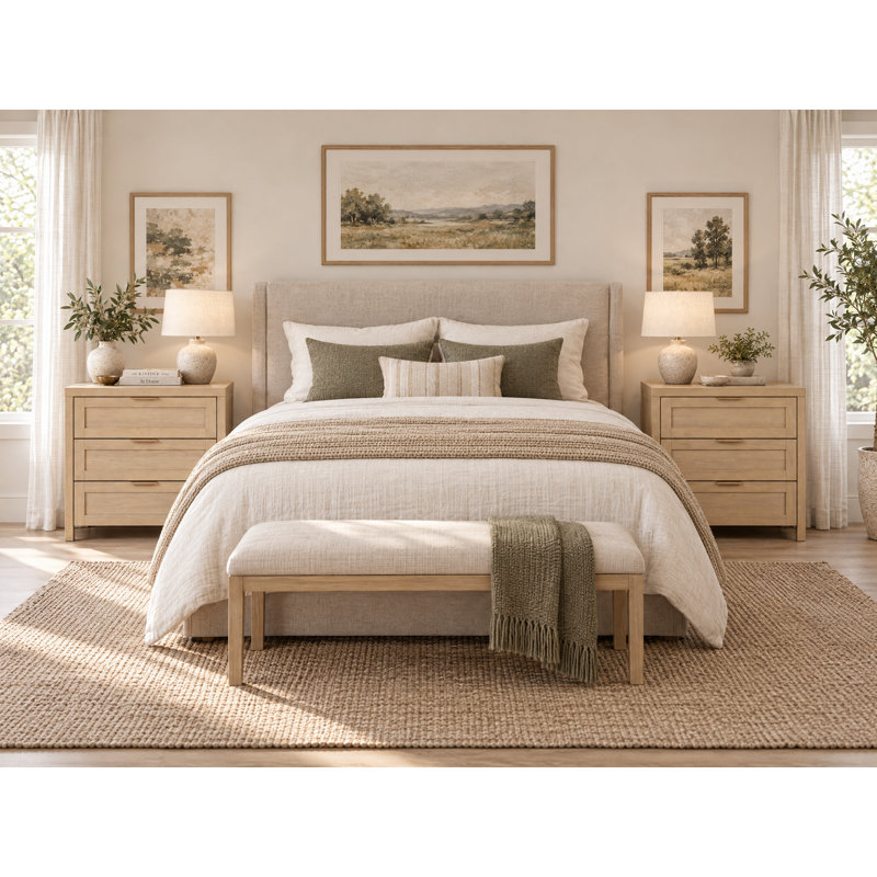 71.12 cm W Bedside Table, Light Oak