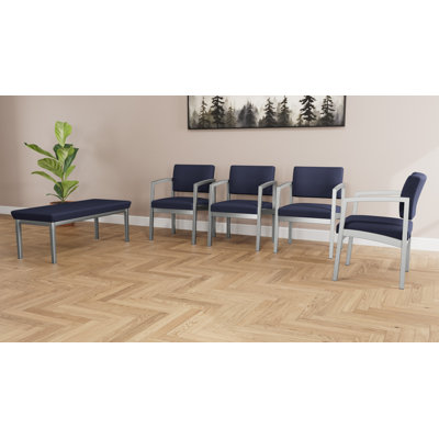 Lenox Steel Waiting Reception Commercial Grade Furniture Set | 4-Guest Chair And 2-Seat Bench