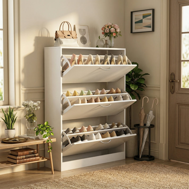 47.2'' H 18 Pair Shoe Storage Cabinet, White