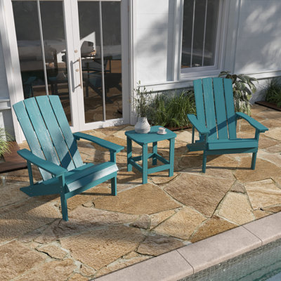 All-Weather Poly Resin Wood Adirondack Chairs with Side Table