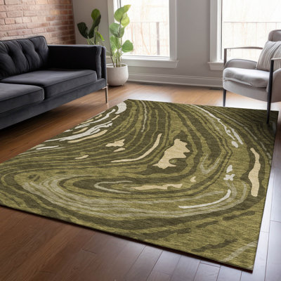 Tapis intérieur / extérieur vert lavable Avelia 