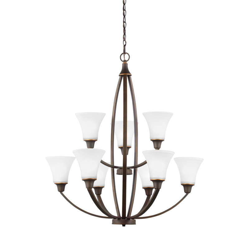 Lustre classique/traditionnel 9 lumières ombrée Irvona, Bronze automnal, Incandescent
