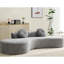Canapé incurvé moderne de 268 cm (105,5 po), 3 places avec 2 oreillers, gris, aucun assemblage requis, garni de mousse, velours côtelé pointu, spacieux et confortable, style minimaliste gris, garni pour un confort optimal