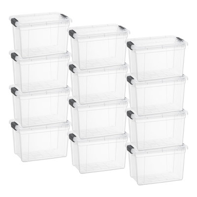 Bacs de rangement Superio avec couvercles, boîtes transparentes de 2,5 pintes pour l'organisation, contenants en plastique empilables - sans BPA, non toxiques, sans odeur, organisateur pour la maison, le bureau, le dortoir, paquet de 12
