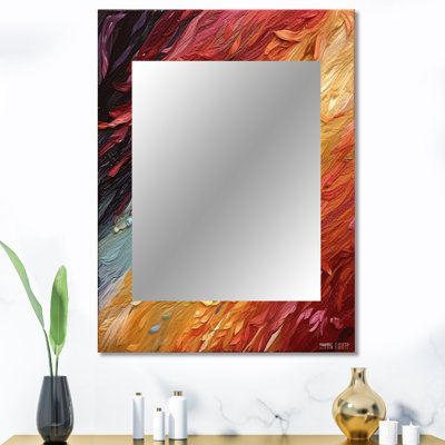 Abstrait Wabes en rouge et orange rétro - miroir décoratif de formes abstraites, miroir mural moderne, impression d'art en métal