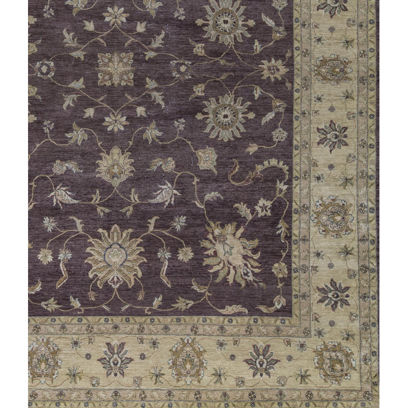 Tapis brun et doré de haute qualité noué à la main
