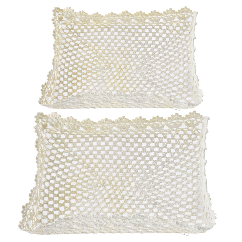Crankfield Lace Tray - Set of 2 - 14.5" x 11" x 3", White
