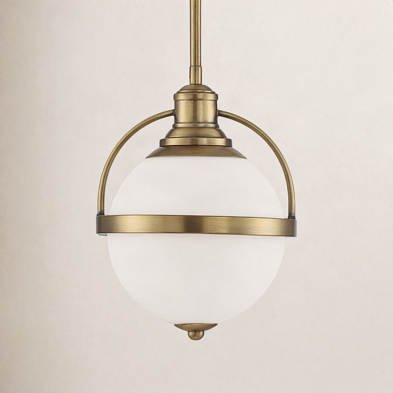 Reeves 1-Light Dimmable Globe Pendant, 16.5" H x 12.75" W x 12.75" D, Warm Brass