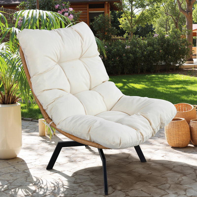Outdoor Wicker Swivel Chair, Natural, Beige