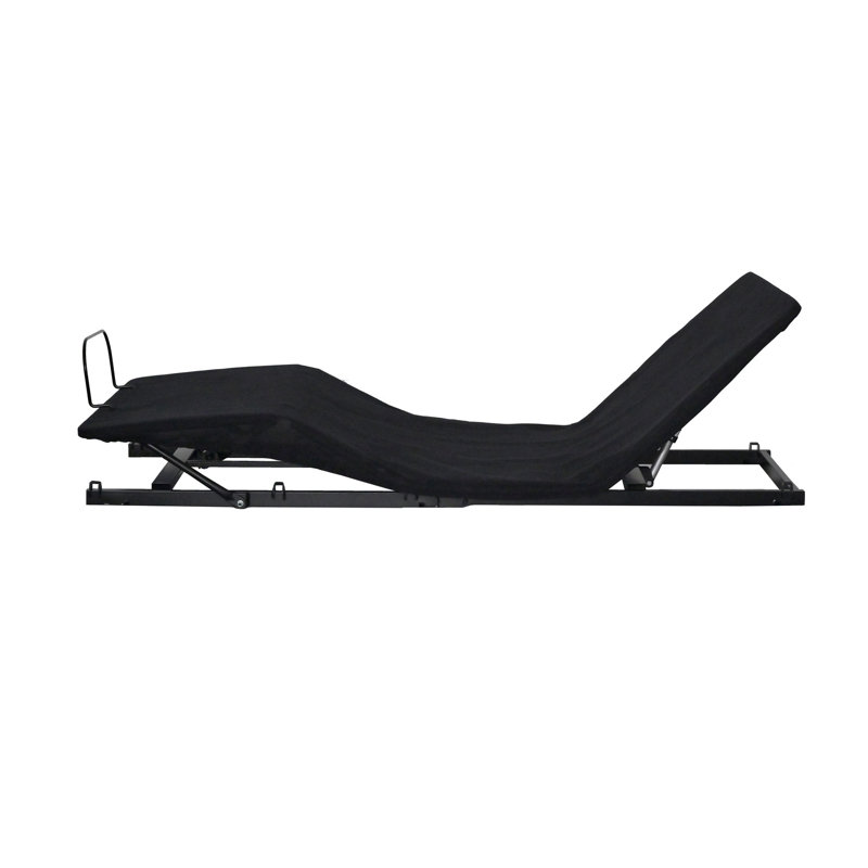Grand lit de base électrique réglable, pliable pour améliorer l'espace, degrés de tête et de pied, assemblage simple, zéro, acier en deux, inclinaison motorisée, acier, montée sans effort