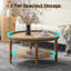 Table basse ronde de 31,3 po avec étagère de rangement Boho