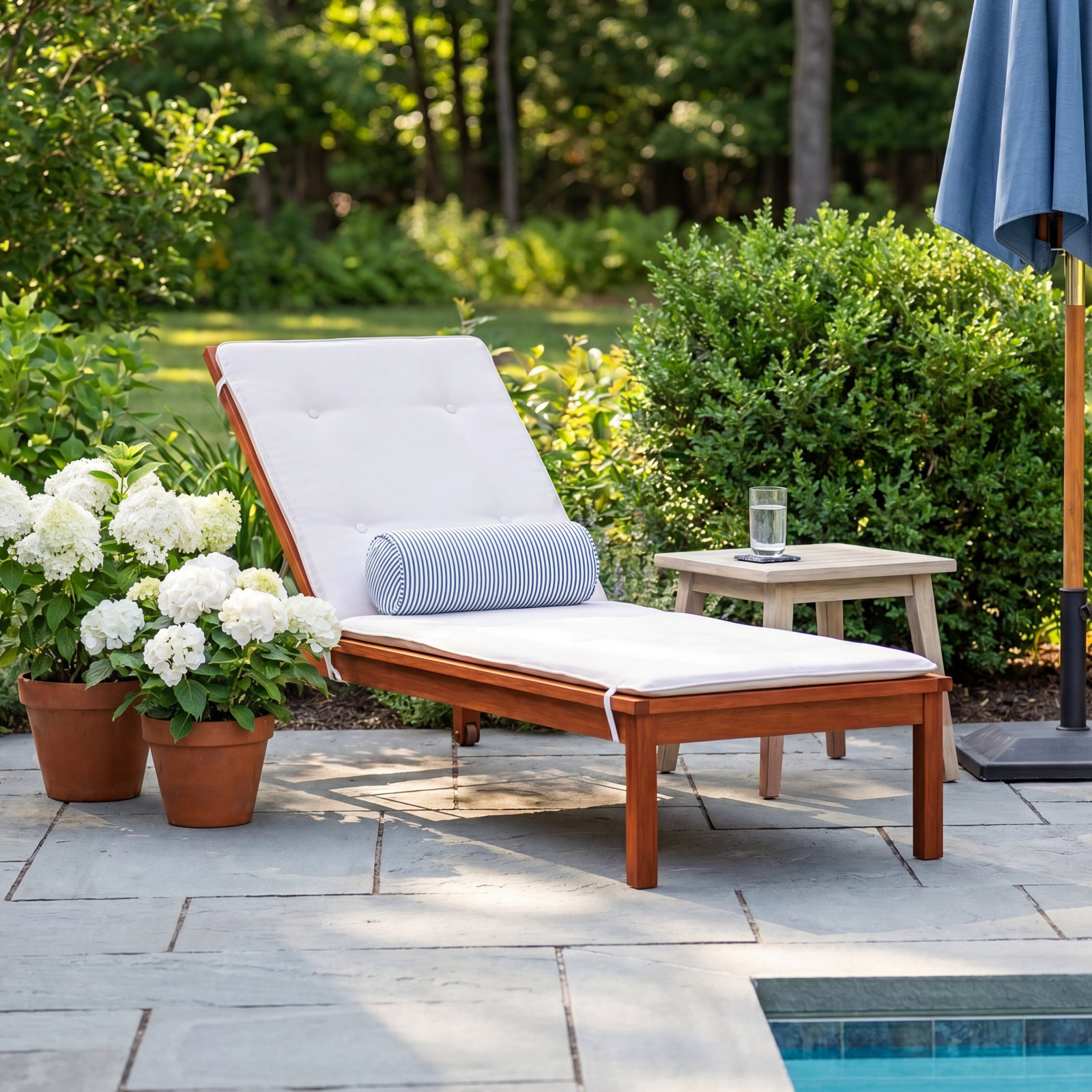 Beckton 23.5'' Outdoor Eucalyptus Chaise Lounge
