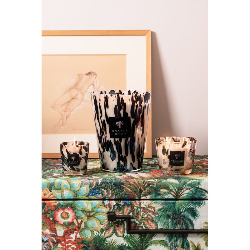 Pearls Black Candle, 3.2" H x 3.94" W x 3.94" D
