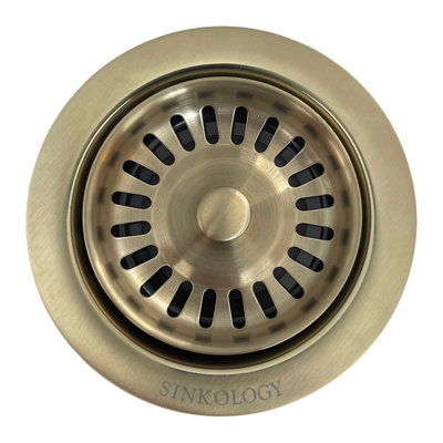SinkSense Satin Gold Kitchen Sink Disposal Flange Drain with Stopper