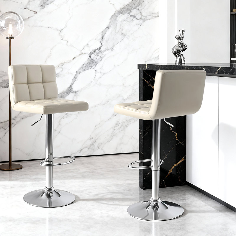Tabouret de bar pivotant à hauteur réglable Stallcup, Beige
