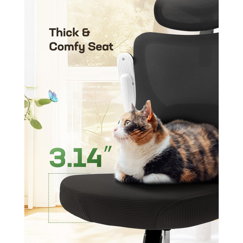 Ergonomic Office Chair, High Back Mesh Computer Chair With Adjustable Lumbar Support, 3D Armrests And 2D Headrest, Tilt Function , Breathable Desk Chair For Home Office