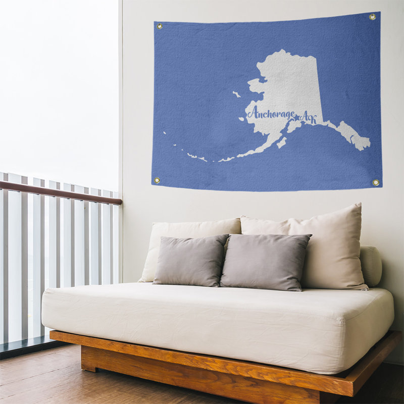Tapisserie murale alaska ancrage, H 59 po x l 80 po, Bleu