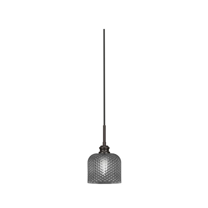 Mini-luminaire suspendu avec cordon en verre texturé 6 po Edge, Espresso, Noir