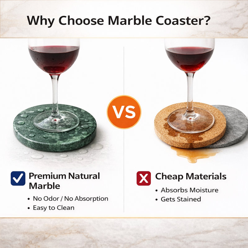 Sous-verre rond en marbre naturel
