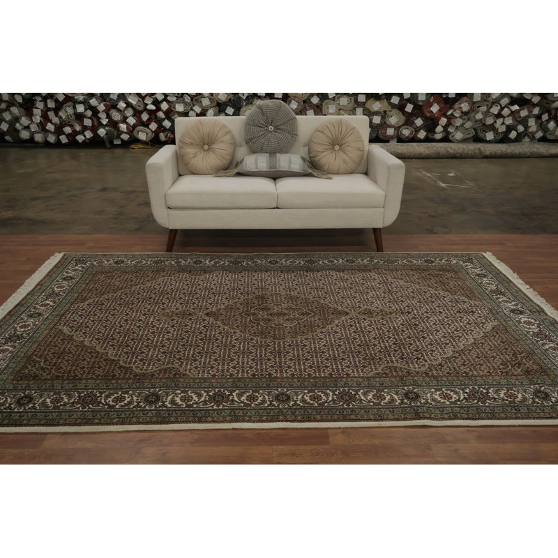 Tapis brun riche et vert pour décoration de salon 6 x 9