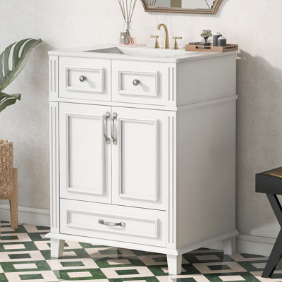 Meuble-lavabo autoportant 24 po avec lavabo en céramique 24 po