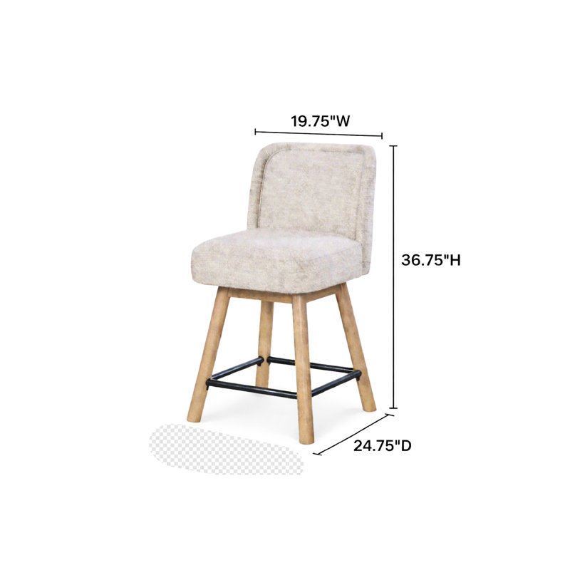 Lot de 2 tabourets de bar pivotants à hauteur de comptoir, fini chêne noueux anglais, grain naturel, surface lisse, convenant aux îlots de cuisine et aux comptoirs de bar, base en bois.