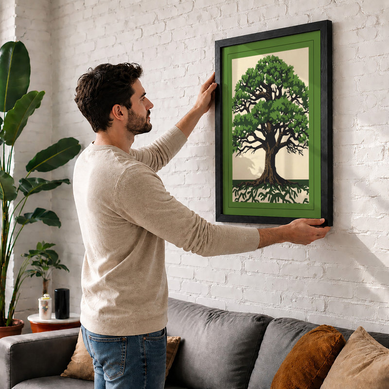 Rooted Tree Botanical - Framed Print, Unframed, A4 - 29.7 x 21.0 cm