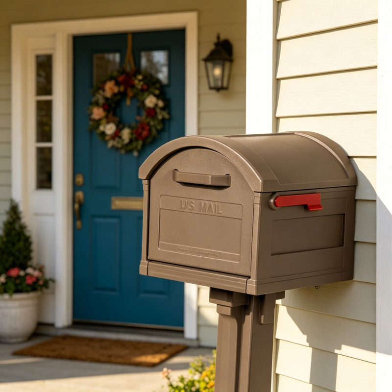 Très grande boîte aux lettres et boîte aux lettres en plastique Grand Haven, GHC40MAM, moka, conception à double paroi durable avec protection UV et fermeture magnétique, approuvé USPS