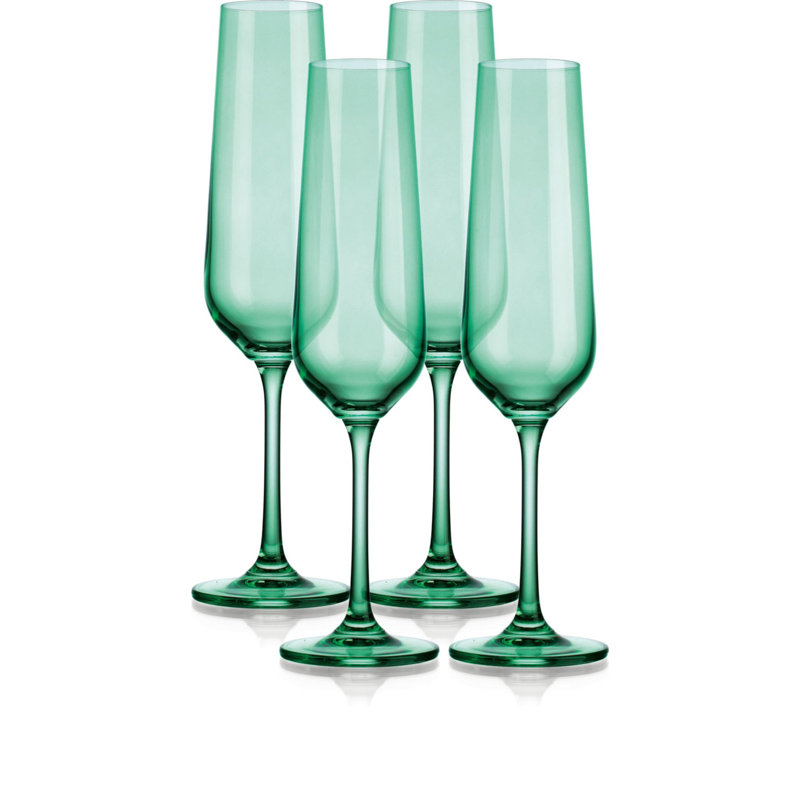 Ensemble de quatre flûtes à ressorts en cristal vert