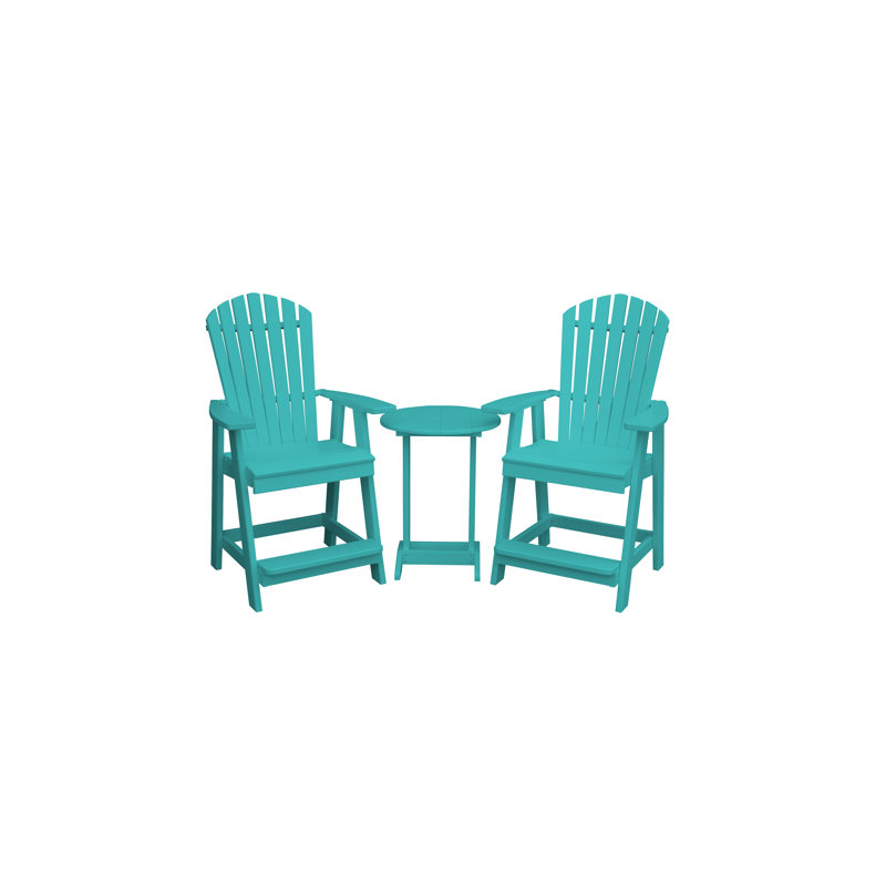 Ensemble de bar Baldomera Rosecliff Heights avec matériau extérieur en plastique, Bleu Aruba