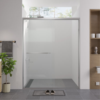 56-60"x74" Aluminum Frame Double Sliding Shower Door,Bypass Bathroom Sliding Door with Premium 1/4" (6mm) Clear Tempered Glass,Chrome Finished