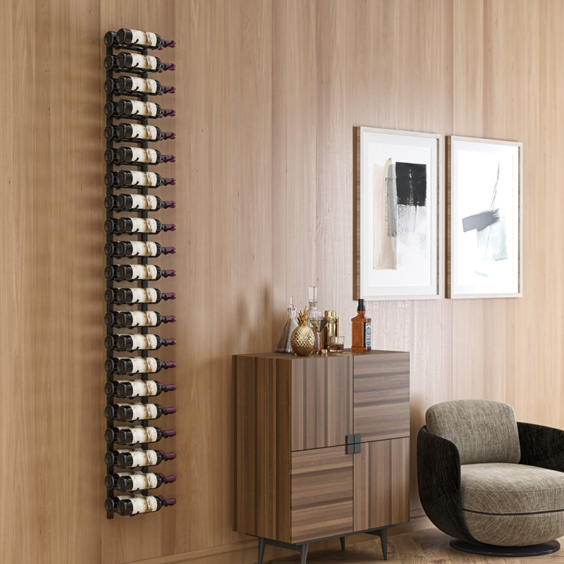 Indurial 42-Bottle Wall-Mounted Metal Wine Rack Kit in Matte Black – 84" Tall, 84"H x 13"W x 8.5"D, Satin Black